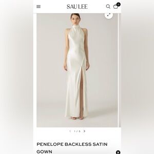 Penelope Backless Satin Gown in Ivory